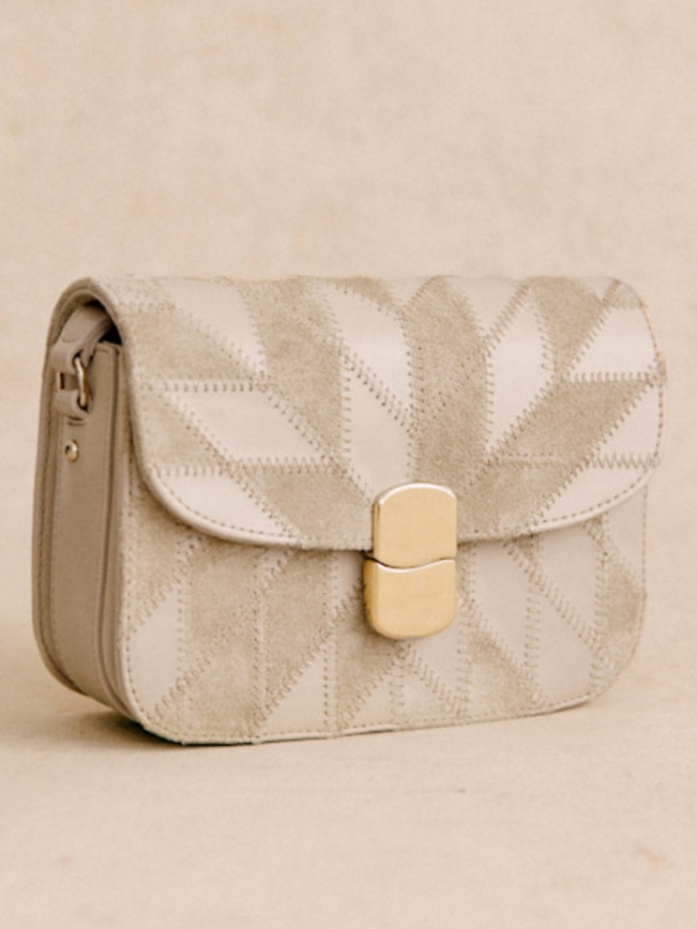 NWT Sezane Milo Mini Classic Bag in Sand/Multicolour Patchwork